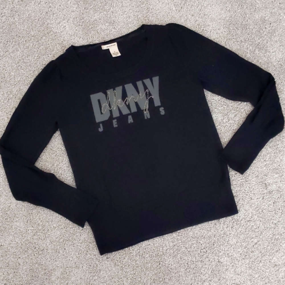 Cute Vintage DKNY Y2K Studded Knit Puff Sleeve Sweater, Size M